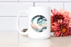 Retro Whimsical Moon in Watercolor | Clipart Product Image 2