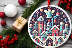 Round Christmas Ornament Sublimation|Clipart Product Image 1