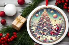 Round Christmas Ornament Sublimation|Clipart Product Image 1