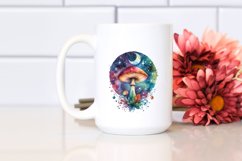 Magical Celestial Mushroom Watercolor Clipart Product Image 2