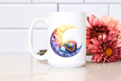 Colorful Snail Moon Watercolor Clipart Product Image 2