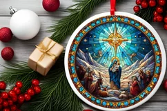 Round Christmas Ornament Sublimation|Clipart Product Image 2