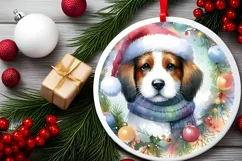 Dog Round Ornament Sublimation PNG Product Image 2