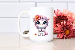 Colorful Baby Unicorn Standing Watercolor | Clipart Product Image 2