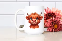 Funny Highland Cow Watercolor PNG Product Image 2