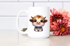 Funny Highland Cow Watercolor PNG Product Image 2