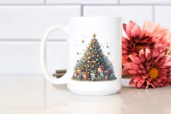 Glittery Digital Painting of Christmas Tree with Gifts, Product Image 2