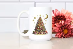 Glittery Digital Painting of Christmas Tree with Gifts, Product Image 2