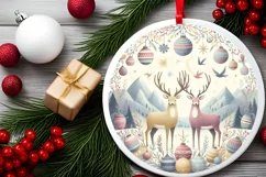 Round Christmas Ornament Sublimation|Clipart Product Image 2