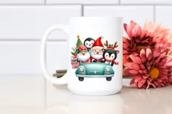 Cute Christmass Gnome in Car PNG Product Image 2