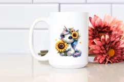 Baby Unicorn with Sunflower | Clipart Product Image 2