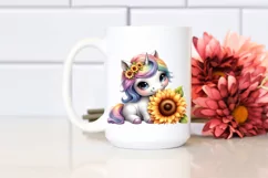 Cute Pastel Sunflower Baby Unicorn | Sublimation Clipart Product Image 2