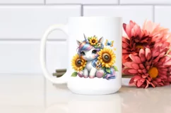 Baby Unicorn with Sunflower | Clipart Product Image 2