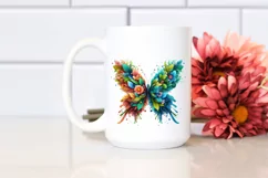 Vibrant Butterfly with Flowers PNG Product Image 2
