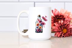 Abstract Bottle with Large Cosmos | Sublimation Clipart Product Image 2