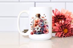 Abstract Bottle with Large Cosmos | Sublimation Clipart Product Image 2