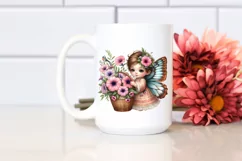 Watercolor Baby Butterfly Holding Flowers Product Image 2