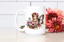 Watercolor Baby Butterfly Holding Flowers Product Image 2