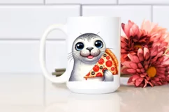 Detailed Watercolor Seal Pizza Product Image 2