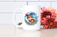 Vibrant Watercolor Boho Baby Squirrel Christmas Clipart Product Image 1