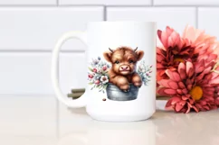 Cute Watercolor Small Baby Highland Cow | Sublimation | Product Image 2