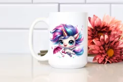 Baby Cute Unicorn Jumping PNG Product Image 2