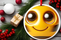 Christmas Bee Round Ornament Sublimation PNG Product Image 2