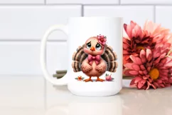 Watercolor Confused Baby Turkey Standing Clipart Product Image 2