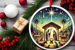 Round Christmas Ornament Sublimation|Clipart Product Image 1