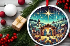 Round Christmas Ornament Sublimation|Clipart Product Image 1