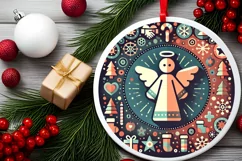 Round Christmas Ornament Sublimation|Clipart Product Image 1