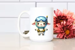 Funny Cute Lamb with Scuba Helmet PNG Product Image 2