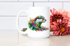 Vibrant Otter with Plant Leaves, PNG Product Image 2