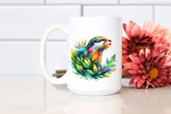 Vibrant Otter with Plant Leaves, PNG Product Image 2