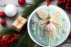 3D Marzipan Christmas Fairy Round Ornament Sublimation PNG Product Image 2