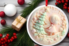 3D Marzipan Christmas Fairy Round Ornament Sublimation PNG Product Image 2