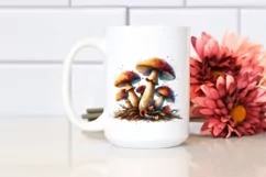 Detailed Watercolor Mushroom Splash PNG Product Image 2