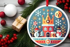 Round Christmas Ornament Sublimation|Clipart Product Image 1