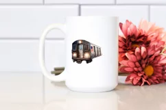 Watercolor Vintage Dirty Subway Train with Flowers Clipart Product Image 2