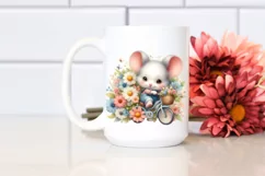 Sublimation Cute Baby Mouse Playing Cycling Flower Clipart Product Image 2