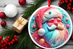 Pastel 3D Marzipan Santa Sublimation PNG Product Image 2