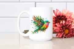 Vibrant Bird with Plant Leaves, PNG Product Image 2