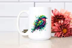 Vibrant Bird with Plant Leaves, PNG Product Image 2