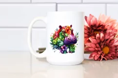 Abstract Vibrant Plant Leaves and 3D Flowers Hippo PNG Product Image 2