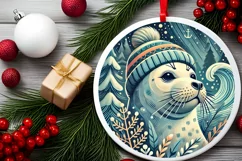 Round Christmas Ornament Sublimation|Clipart Product Image 1