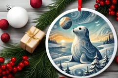 Round Christmas Ornament Sublimation|Clipart Product Image 2
