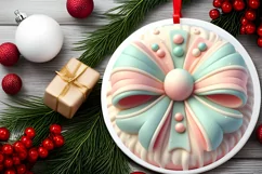 Pastel 3D Marzipan Christmas Bow Sublimation PNG Product Image 2