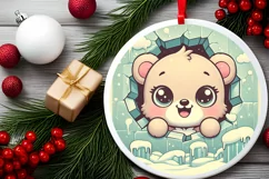 Round Christmas Ornament Sublimation|Clipart Product Image 2