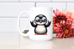 Funny Cute Penguin Smiling with Sunglasses Clipart Product Image 2