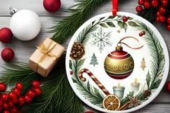 Round Christmas Ornament Sublimation|Clipart Product Image 2
